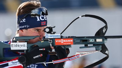 Біатлоніст збірної Норвегії Вебйорн Соерум під час чемпіонату світу-2025
