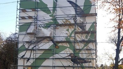 Мурали створюють на трьох будинках у центральній частині Бурштина Мурали створюють на трьох будинках у центральній частині Бурштина