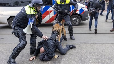 З собаками та кийками. В Амстердамі поліція розігнала антиковідну акцію