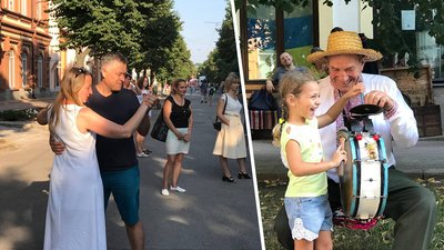 На одній з вулиць Кропивницького охочих вчили танцювати народні танці