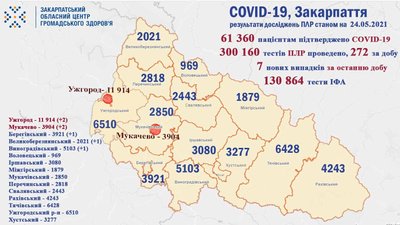 За добу на Закарпатті виявили 7 нових випадків COVID-19. Двоє людей померли За добу на Закарпатті виявили 7 нових випадків COVID-19. Двоє людей померли