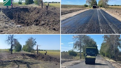 На Полтавщині завершили ремонт дороги, у яку влучила російська ракета