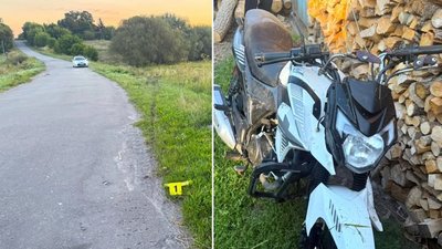 Пошкоджений мотоцикл після аварії на Старокостянтинівщині, Хмельниччина