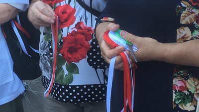 Житомиряни із червоно-білими стрічками та закликами вийшли підтримати білоруський народ Житомиряни із червоно-білими стрічками та закликами вийшли підтримати білоруський народ