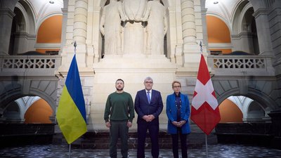 Володимир Зеленський, Ерік Нуссбаумер та Єва Герцог, Берн, 15 січня 2024 року