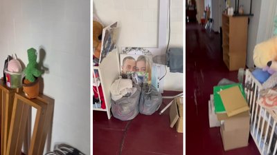 Речі Анастасії Хлєбосолової, які винесли у коридор з її кімнати Речі Анастасії Хлєбосолової, які винесли у коридор з її кімнати
