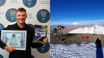 На вулкан з велосипедом: одесит потрапив до книги рекордів України