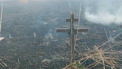 На Донеччині через спалювання трави загорілось кладовище