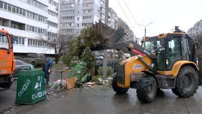 Після свят: у Черкасах комунальники збирають і утилізують новорічні ялинки