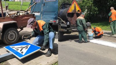 Латають ями та встановлюють знаки. Як у селі під Луцьком готуються до приїзду президента