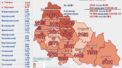 На Закарпатті за добу померли 16 людей з COVID-19 На Закарпатті за добу померли 16 людей з COVID-19