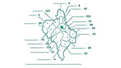Де і скільки - COVID-19 у районах Франківщини. 30 квітня