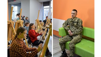 "Патріотичний лютий". У Кропивницькому художники малювали портрет військового
