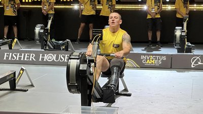 Микола Заріцький на Іграх нескорених-2023, веслування на тренажерах Микола Заріцький на Іграх нескорених-2023, веслування на тренажерах