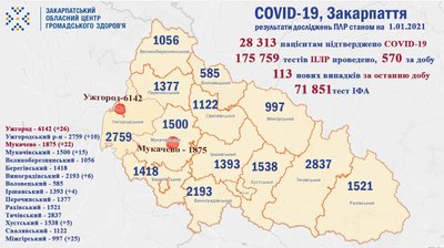 У 113 закарпатців підтвердили COVID-19. За добу 191 людина одужала, 1 — померла У 113 закарпатців підтвердили COVID-19. За добу 191 людина одужала, 1 — померла