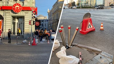 На місці аварії за участі Зайцевої та Дронова у Харкові встановлюють стовпчики безпеки