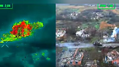 Кадр з відео про бій захисників та окупантів у Дворічанському на Харківщині