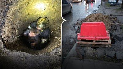 Рятувальники дістають дитину, яка упала в каналізаційну яму у Чернівцях