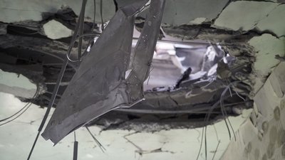 На місці нічного обстрілу Салтівки у Харкові сапери вилучили уламки "Урагану", що не розірвалися На місці нічного обстрілу Салтівки у Харкові сапери вилучили уламки "Урагану", що не розірвалися