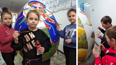 Площу у Голованівську на Кіровоградщині прикрасили декоративними писанками Площу у Голованівську на Кіровоградщині прикрасили декоративними писанками