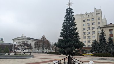 В Умані встановлюють новорічну ялинку