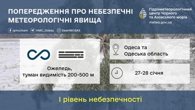 В Одесі та області триває штормове попередження через ожеледицю В Одесі та області триває штормове попередження через ожеледицю