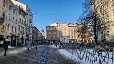 Центр Львова зимою
