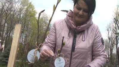 Посадила дерево на "Алеї нескорених" Тетяна з Маріуполя. Її чоловіка визволили з російського полону.