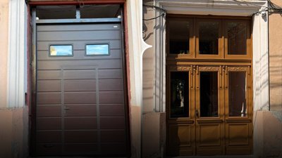 Колаж: зліва — двері, які спочатку встановив власник, справа — відреставровані двері