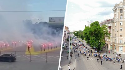 Фаєр-шоу на честь "Металісту": Харковом пройшла хода вболівальників