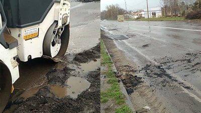 Асфальт в калюжі: Рівняни нарікають на неякісний ремонт дороги Асфальт в калюжі: Рівняни нарікають на неякісний ремонт дороги