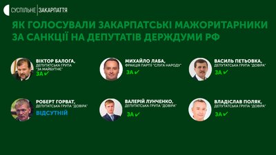 Українські санкції проти депутатів Держдуми РФ. Як голосували закарпатські мажоритарники Українські санкції проти депутатів Держдуми РФ. Як голосували закарпатські мажоритарники