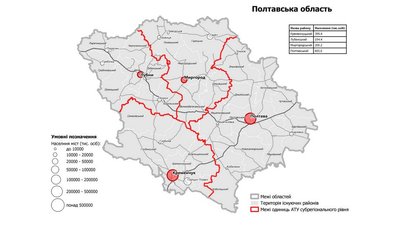 Карта нового адміністративного поділу Полтавської області Карта нового адміністративного поділу Полтавської області