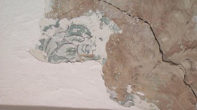 Під вапном, яким побілені стіни та стеля палацу Орловських, знаходяться старовинні розписи, які зараз хочуть відновити. Під вапном, яким побілені стіни та стеля палацу Орловських, знаходяться старовинні розписи, які зараз хочуть відновити.