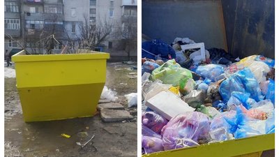Кропивничани викидають пакети зі сміттям у контейнери для будівельних відходів та меблів