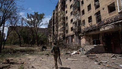 Український військовий у Дружківці