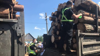 Перекрита дорога, наряд поліції: волиняни перевіряють законність вирубки лісу Перекрита дорога, наряд поліції: волиняни перевіряють законність вирубки лісу