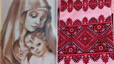 Галина Червонюк вишиває ікони, рушники, сорочки, січень-2024. Фото з архіву майстрині. Галина Червонюк вишиває ікони, рушники, сорочки, січень-2024. Фото з архіву майстрині.