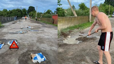 "Кожен день душа болить": на Рівненщині люди самі цементують ями на сільській дорозі
