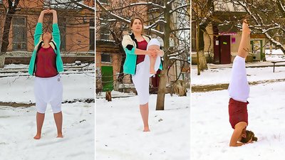 Кропивничанка робить руханку босоніж на снігу
