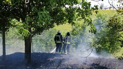 Рятувальники гасять пожежу на відкритій місцевості