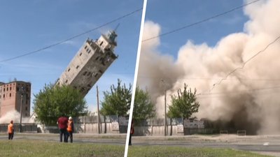 У Харкові під оплески глядачів підірвали найвищу частину покинутого елеватора