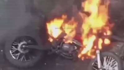 Мотоцикл росіян, який спалили військові 14 ОМБр на Куп'янському напрямку
