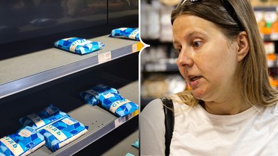 Колаж: зліва — полиці в магазині, справа — чернівчанка Марина