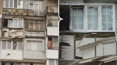 Херсон, обстріли, пошкодження, балкони, вікна, уламки, скло