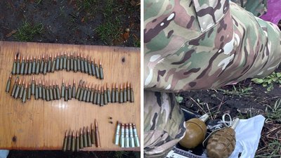 Гранати та патрони, вилучені під час обшуку на Черкащині