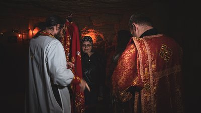Богослужіння в одеських катакомбах Богослужіння в одеських катакомбах