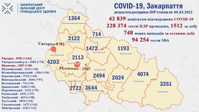 Більше 700 нових випадків COVID-19 виявили на Закарпатті Більше 700 нових випадків COVID-19 виявили на Закарпатті