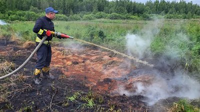 На Камінь-Каширщині рятувальники ліквідовують пожежу торфовища