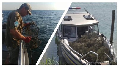 На Херсонщині в Азовському морі поліцейські знайшли 350 пасток із рибою